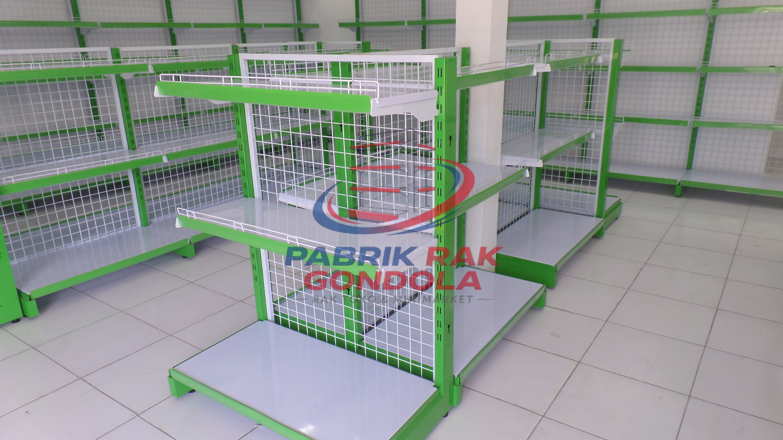 produksi rak gondola hijau